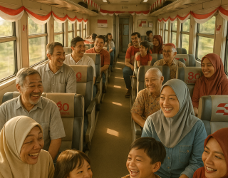 Ilustrasi Penumpang Kereta Api. (Sumber Foto: AI)